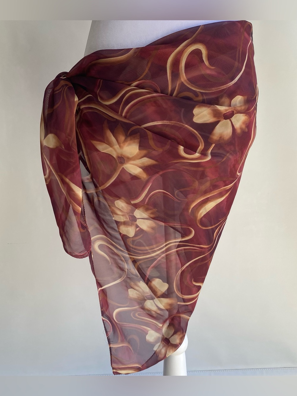 Fall floral large square vintage scarf wrap shawl boho waist